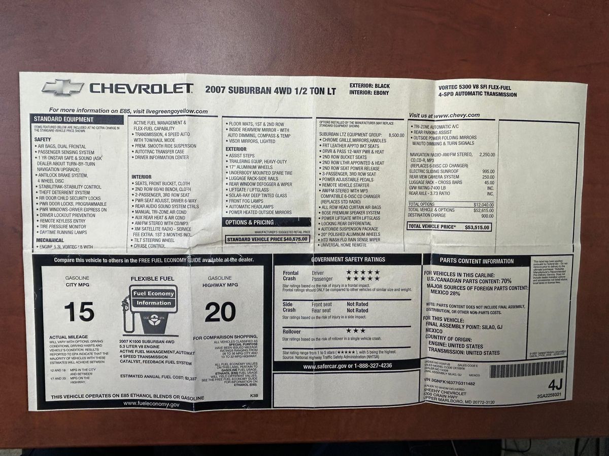 2007 Chevrolet Suburban LTZ 4x4 - Image 175